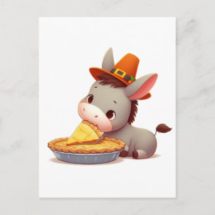 Sweet Donkey Eats Pie  Postcard
