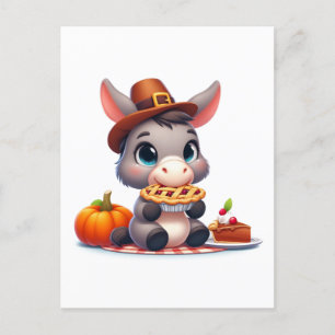 Sweet Donkey Eats Thanksgiving Pie Postcard