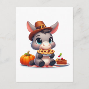 Sweet Donkey Eats Thanksgiving Pie  Postcard