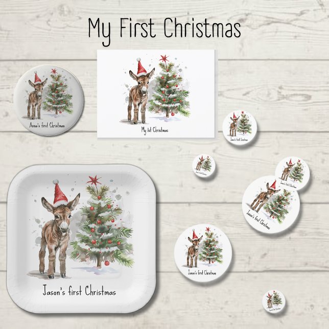Sweet Donkey's First Christmas, custom Postcard (Creator Uploaded)