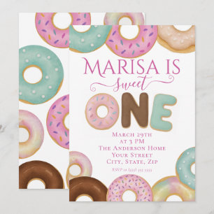 Sweet Donut Birthday Colorful Kids Party - Invitation