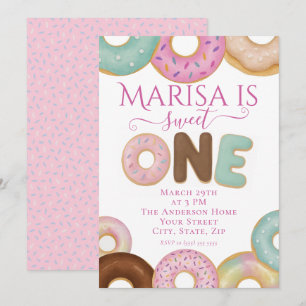 Sweet Donut Birthday Colorful Kids Party - Invitation