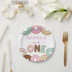 Sweet Donut Birthday   Colorful Kids Party -  Paper Plate