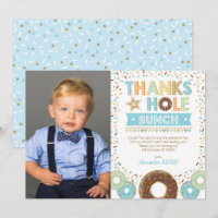 Sweet Donut Boy Birthday Photo Thank You Card