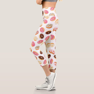 Sweet Donut Pattern Capri Leggings