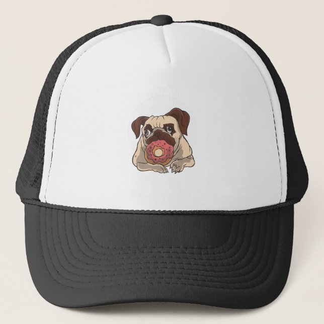 Sweet Donut Pug Trucker Hat (Front)