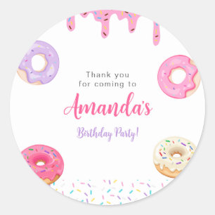 Sweet Doughnut Birthday Classic Round Sticker