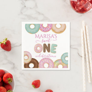 Sweet Doughnut Birthday   Colourful Kids Party -  Napkin