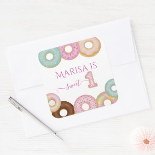 Sweet Doughnut Birthday Colourful Kids Party - Square Sticker