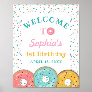 Sweet Doughnut Party Doughnut Birthday Welcome Poster