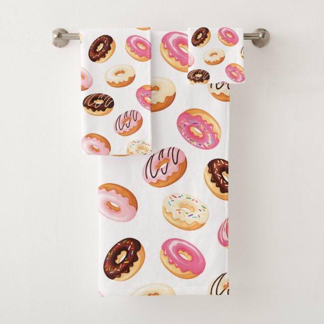 Sweet Doughnut Pattern Bath Towel Set (Insitu)