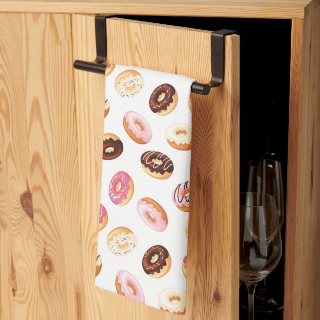 Sweet Doughnut Pattern Kitchen Towel (Thirds Fold)