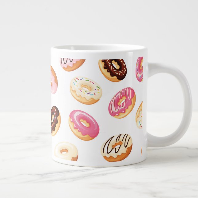 Sweet Doughnut Pattern Large Coffee Mug (Right)