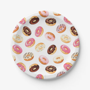 Sweet Doughnut Pattern Paper Plate