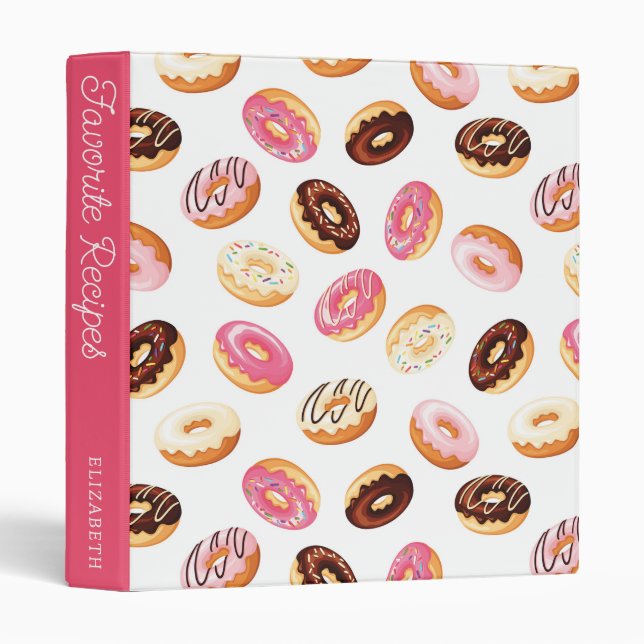 Sweet Doughnut Pattern | Recipe Book Binder (Front/Spine)