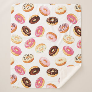 Sweet Doughnut Pattern Sherpa Blanket