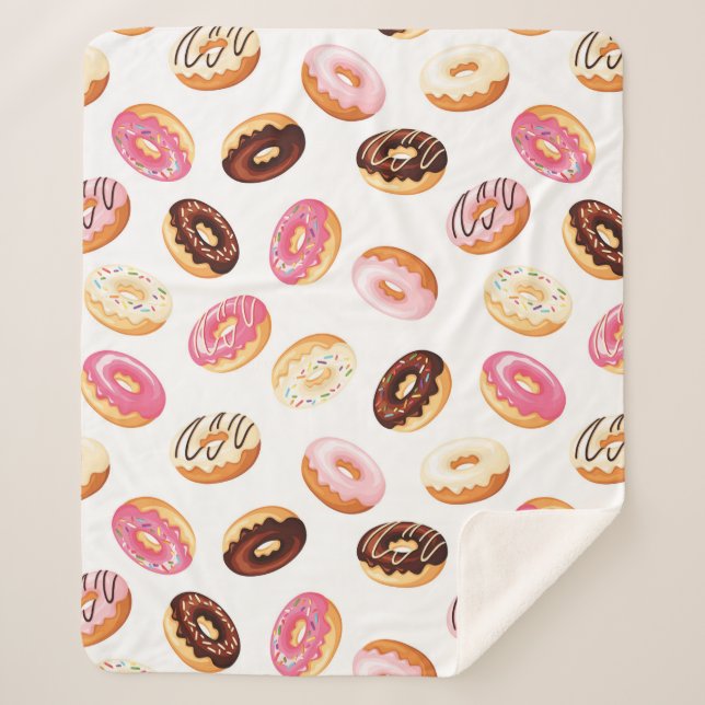 Sweet Doughnut Pattern Sherpa Blanket (Front)