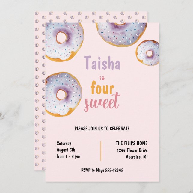Sweet Doughnut Watercolor Illustration (Front/Back)
