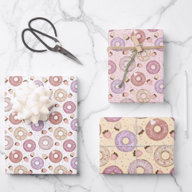 Sweet Doughnut with Sprinkles Wrapping Paper Sheet (Front)