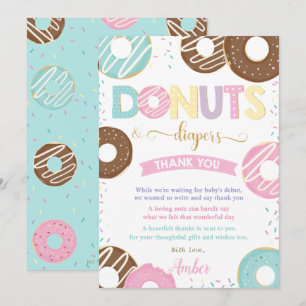 Sweet Doughnuts and Diapers Doughnuts Baby Shower Thank You Card
