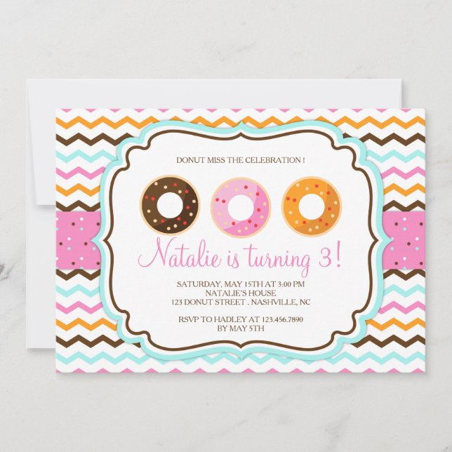 Sweet Doughnuts Birthday Party Invitation (Front)