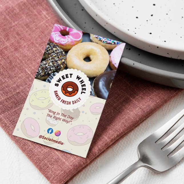Sweet Doughnuts Business | Cream Cute Barcode Busi Card (Creator Uploaded)