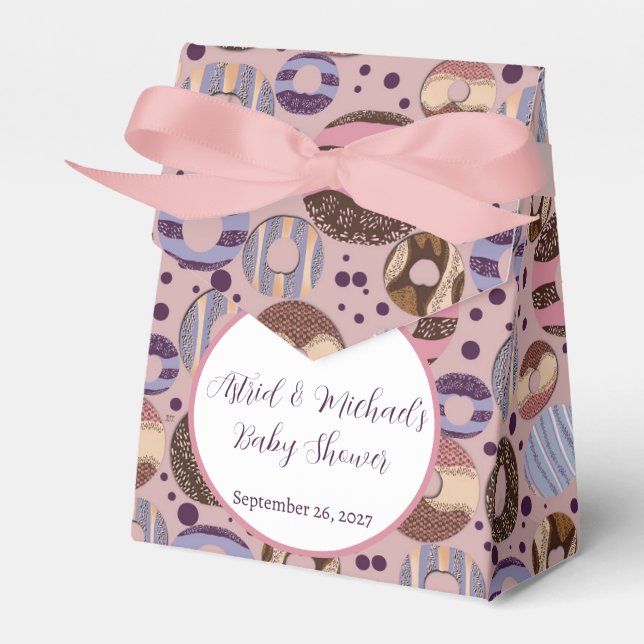 Sweet Doughnuts Girl Baby Shower  Favor Box (Front Side)