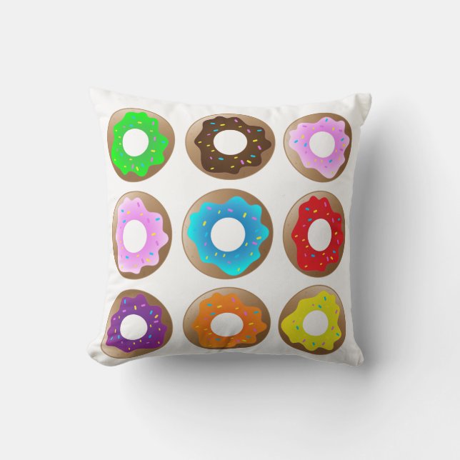 Sweet! Doughnuts! Throw Pillow (Front)