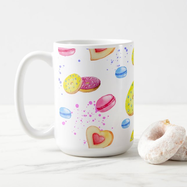 Sweet doughnuts with colourful glaze pattern coffee mug (With Donut)