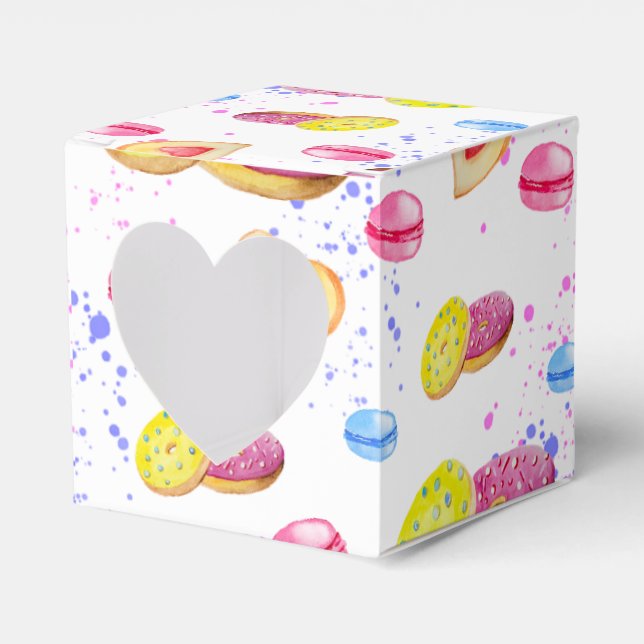 Sweet doughnuts with colourful glaze pattern favor box (Front Side)