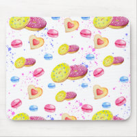 Sweet doughnuts with colourful glaze pattern