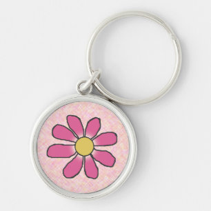 Sweet Drawn Pink Flower Keychain