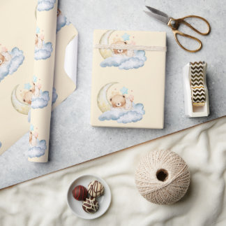 Sweet dream teddy bear Boy baby Shower Wrapping Paper