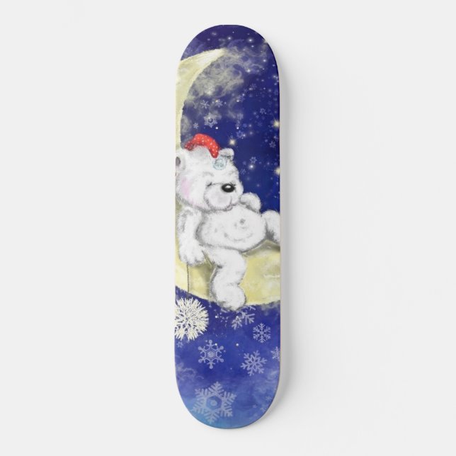 Sweet Dreaming Little Bear - Merry Christmas Skateboard (Front)