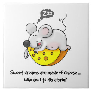 Sweet Dreams are Made of Cheese Cute Snoring Mouse Tile