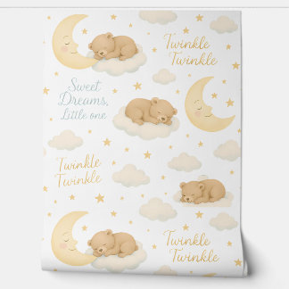 Sweet Dreams Baby Bear Nursery Wallpaper – Moon &