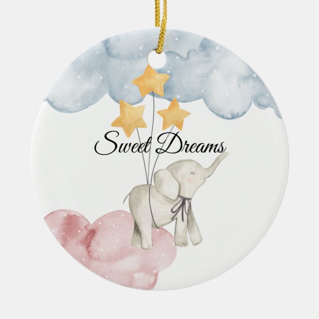 Sweet Dreams Baby Elephant 2021 Ornement en cérami (Devant)