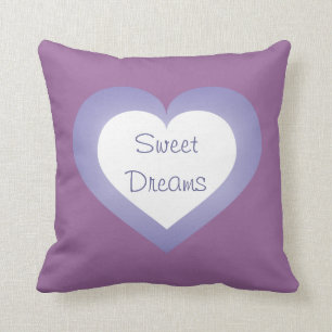 Sweet Dreams Baby Love lavender heart Throw Pillow