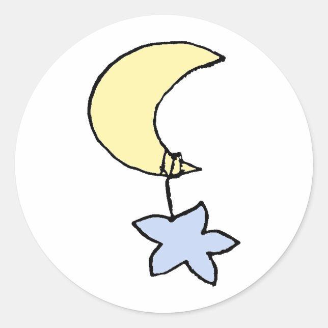Sweet dreams - baby moon & star classic round sticker (Front)