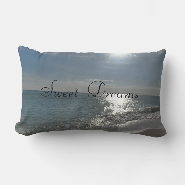 Sweet Dreams Beach Ocean Blue Scene Coussin de cou (Recto)