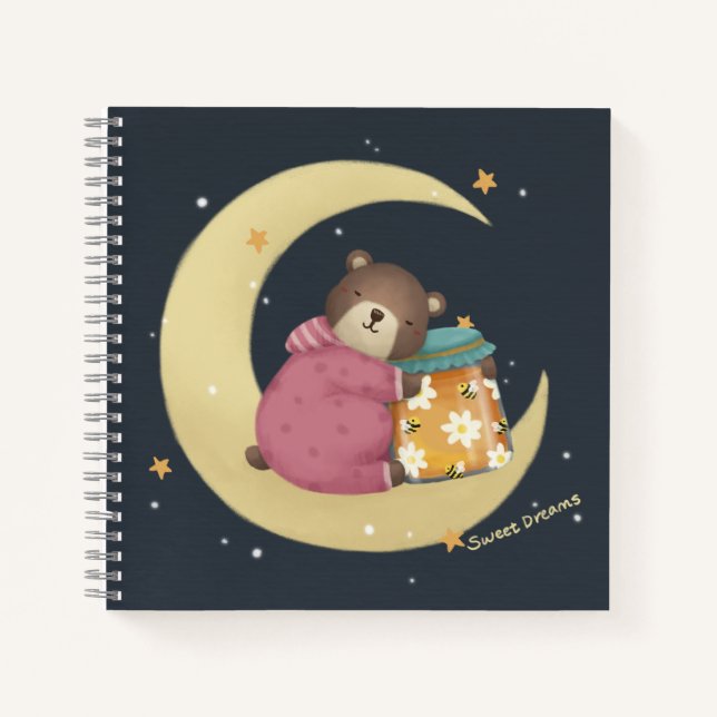 Sweet Dreams: Bear & Honey Illustration Notebook (Front)