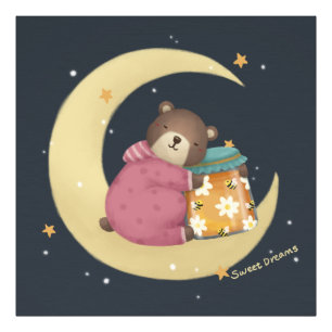 Sweet Dreams: Bear & Honey Illustration Photo Print