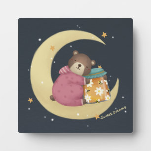 Sweet Dreams: Bear & Honey Illustration Plaque