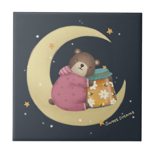 Sweet Dreams: Bear & Honey Illustration Tile (Front)