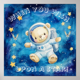 Sweet Dreams Blue Astronaut Teddy Nursery Poster