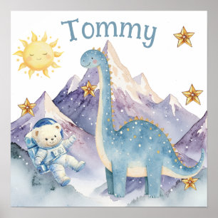 Sweet Dreams Blue Astronaut Teddy Nursery Poster