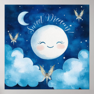 Sweet Dreams Blue Night Sky Nursery Poster
