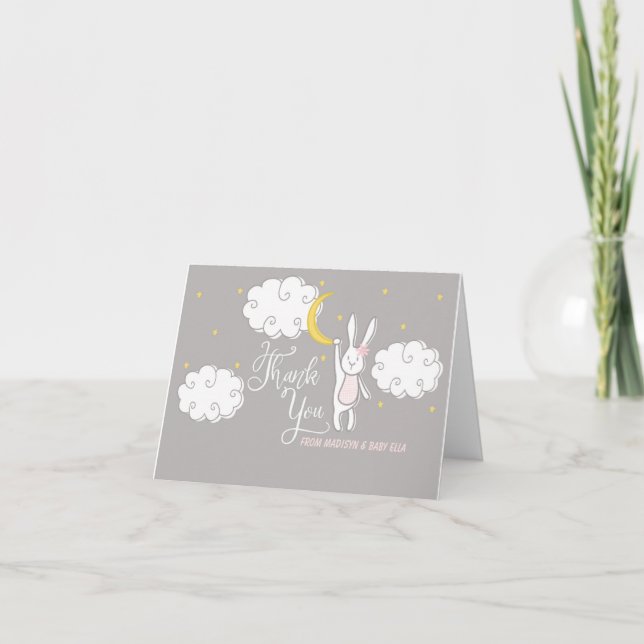 "Sweet Dreams" Bunny Folded Thank You Card (Front)