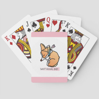 sweet dreams, corgi baby. pastel pink playing card