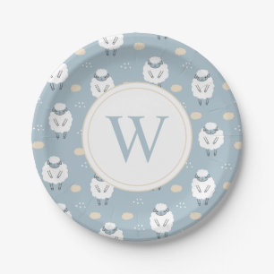 Sweet Dreams Counting Sheep Monogram Paper Plate